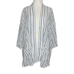 Forever 21 Black and White Striped Open-Front cover-up/Cardigan.